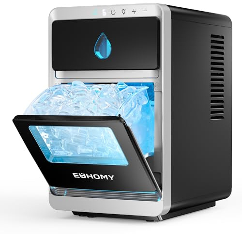 EUHOMY LunaArc™ Macchina Ghiaccio Mezzaluna, 1600Pz/24H Macchina per il Ghiaccio Casa, 16 Cubetti in 12 Min, 1.8L, Autopulente Ice Maker, 3 Dimensioni di Ghiaccio per Whisky/Caffè/Bevande