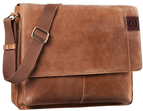 STILORD 'Athos' Businesstasche Leder Herren Damen 15,6 Zoll Laptoptasche Messenger Bag Vintage Umhängetasche viele Fächer & groß elegante Aktentasche aus echtem Leder, Farbe:taranto - braun