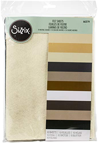 Sizzix ytfilt lakan 663779, neutraler, 10 färger, 10-pack, en storlek