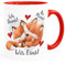SpecialMe® Kaffee-Tasse Spruch Ich Deins Du Meins Wir Eins Geschenk Liebe Valentinstag Jahrestag Fuchs weiss-innen-rot Keramik-Tasse