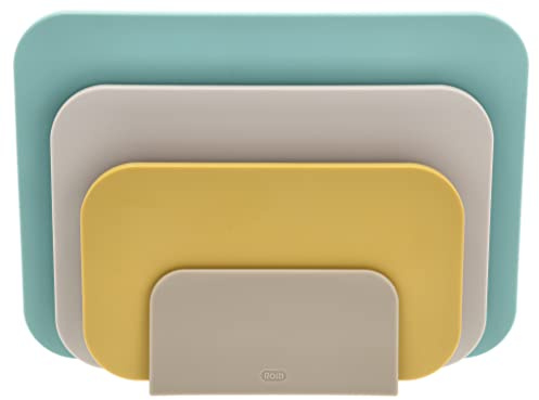 Rosti Choptima Chopping Board Set with Holder/Stand, Kitchen Board, Bread Chopping Board & Serving Board, Set of 3, Hygienic, Dishwasher Safe, Plastic, Ocean