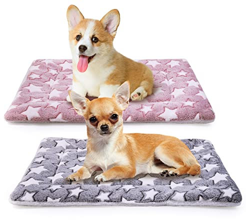 MICOOYO 2 Stück Hundekäfig Bett Matratze – Fleece Haustier Kissen Bett Matte Waschbar Katze Kissen Pad für mittelgroße Hunde Katze Welpen (69 * 52cm)