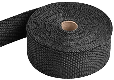 10M Hitzeschutz Auspuff Band Hitzeschutzband Auspuffband Schwarz Motorrad Hitzeschutzband Fiberglas Auspuffband mit 10 Edelstahl Kabelbinder für Fächerkrümmer Thermoband Auto Krümmerband (B)