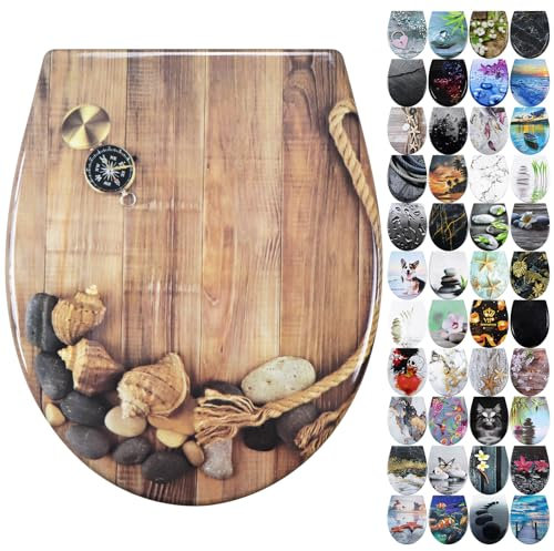 Fanmitrk Duroplast Soft Close Toilet Seat-Quick Release Toilet Seats with Top Fixing,Colorful Pattern,Easy fit Easy Clean
