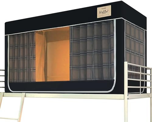 Leodun Tragbares Schlaf Bettzelt, Betthimmel, Zelte für Erwachsene und Kinder, Verdunkelung für den Innenbereich, leichte Bettvorhangfür Etagenbetten, Private Himmelbett,Schwarz,H43.3 inches