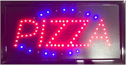 Skylt Reclamtabell LED-skylt med pizza-bokstäver 48 x 25 x 2,5 cm, färgade LED-blinkande ljus [energiklass A] …