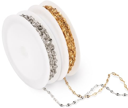 Crafans 8 m rostfritt stål dappade kedjor guld och rostfritt stål färgförlängare kedjor länkar smycken kedjor med spole för halsband armband fotkedja smyckestillverkning