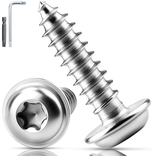 TXXATX 80 stycken plåtskruvar rostfritt stål M5 x 18 mm tallrikshuvudsskruvar självgängande skruvar med skiva A2 V2A linshuvudskruvar träskruvar Torx platta huvudskruvar för akustiska paneler