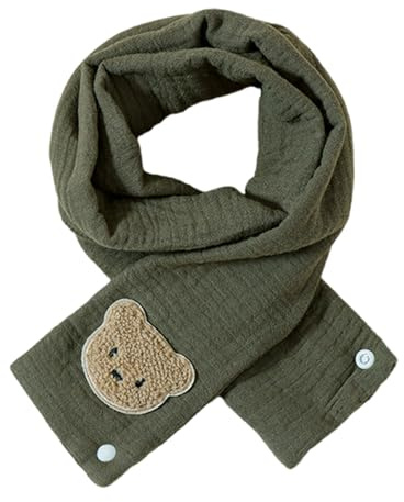 Gissroys Little Orso Baby Sciarpa con collo di cotone, calda e antivento, per bambini, Brownish Green, Taglia unica