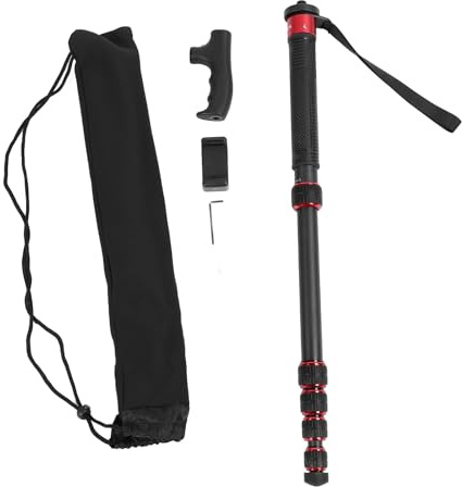 6 - Monopiede per fotocamera in fibra di carbonio, monopiede fotografico estendibile con testa a bastone da passeggio, viti di conversione da 1/4 e 3/8 per fotocamere DSLR e acti