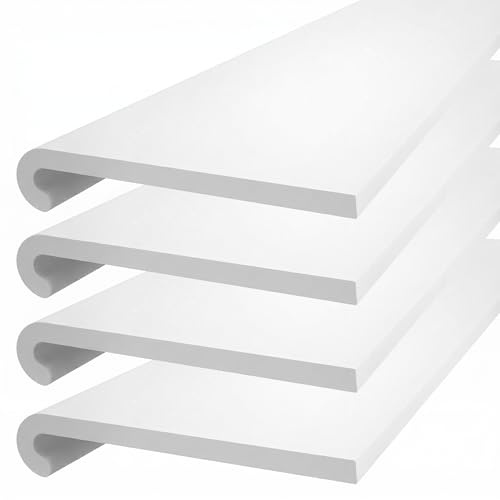 Windows 4 You White uPVC Bullnose Window Sill Cover 260mm, 4 Pack (4 Boards), Rounded Edge Capping Board with End Caps Included, Length Options (1.5 m)