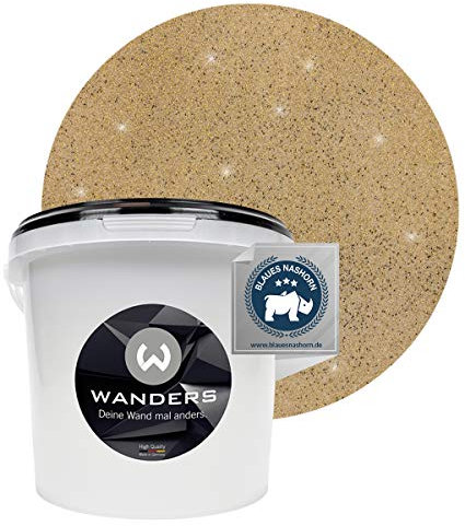 Wanders24 Glimmer-Optik (3 Liter, Gold-Sand) Glitzer Wandfarbe - Wandfarbe Glitzer - abwaschbare Wandfarbe - Glitzerfarbe - Made in Germany