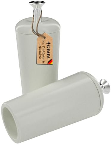 markiso® Rolladenstopper offen in Weiß, Rollladen Anschlagstopper für Rollo & Jalousie 40mm lang inkl. Schraube & Dichtung | Rollladenstopper 1 Paar entspricht 2 Stück