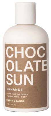 Chocolate Sun - Organic Enhance Light Tanning Cream Face & Body | Clean, Non-Toxic Sunless Tanning (Light, 8 oz | 236 ml)