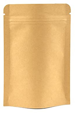 Evergreen Goods Sacchetti per la conservazione di prodotti alimentari in Kraft marrone, foderato in lamina, riutilizzabili, per l'imballaggio di chicchi di caffè, frutta secca, 50 buste 110x185x45mm