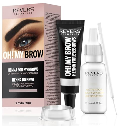 Revers Cream Hair Dye with Argan Oil and Castor Oil, Eyelash and Eyebrow tint , Black Color