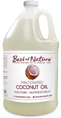 Best of Nature 100% Pure Fractionated Coconut Oil - Natural Massage Oil, Unscented Moisturizer for Men and Women, for Skincare and Hair Care, Carrier for Essential Oils, Gallon (128 fl oz)