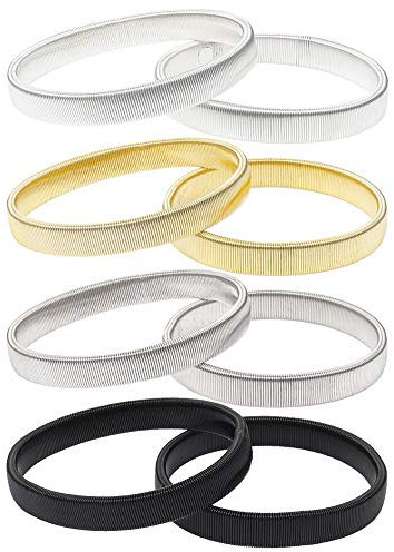 Tagaremuser 4 Pairs Anti-Slip Shirt Sleeve Holders Metal Expandable Shirt Garter Armbands, 4 Colors (B)