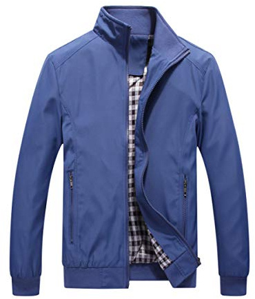 Allthemen Herrjacka med ståkrage övergångsjacka höst fritid sportjacka bomberjacka, Blå jeans, 3XL