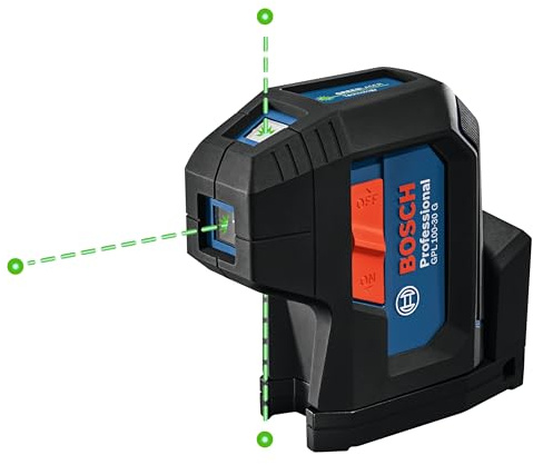 BOSCH GPL100-30G Green-Beam Self-Leveling Alignment Laser, Includes 2 AA Batteries, Built-In Multipurpose Mount, & Hard Carrying Case