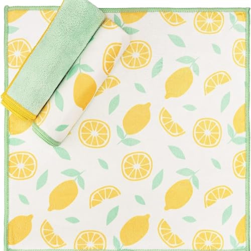 Full Circle Renew Collection All-Purpose Recycled Microfiber Cloths, Citrus Print, 12.01 x 3.00, Set of 3 — Cleans with Just Water & Naturally Anti-Bacterial
