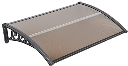 Auvent Transparent de Porte d'entree Marron Marquise de fenêtres en Polycarbonate, Marquise Solaire abri banne entrée Protection avec Support(60 * 100 cm Marron)