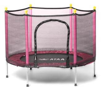 Cama Elástica Infantil ATAA Salty 140 cm Rosa con Red de Seguridad, Capacidad 100 kg