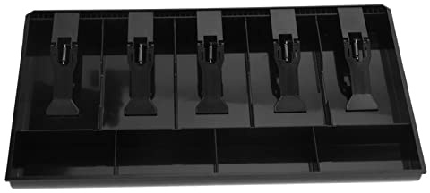 Sunicon Caja registradora de cinco rejillas, 5 billetes, 4 ranuras para monedas, bandeja para insertar monedas, caja fuerte para almacenamiento ordenado, bandeja para dinero en (Black)