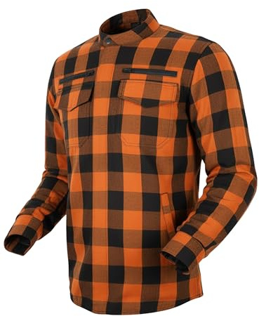 Biker Lumber-jacka för män med aramid och skydd, apelsin, L