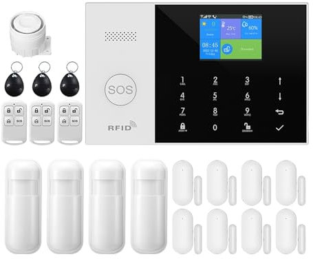 SäKerhetssystem FöR Hemmet Trådlöst Hemlarmsystem GSM WiFi Med Rörelsesensordetektor Inbrottslarm For Tuya Smart Life APP Trädgårdshemlarm(E)