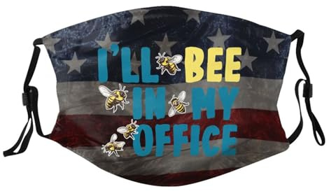 I'll Bee in My Office - Beekeeper Beekeeping Face Mask Reusable Adjustable Balaclava Dust Washable for Adult8 Black