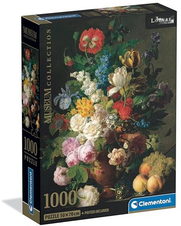 Clementoni - Puzzle 1000 Pezzi Arte per Adulti e Ragazzi, Museum Collection, Tema Vaso di Fiori di Van Dal, Compact Box con Poster Incluso, Idea Regalo Uomo e Donna, Made in Italy, 70x50 cm, 39970