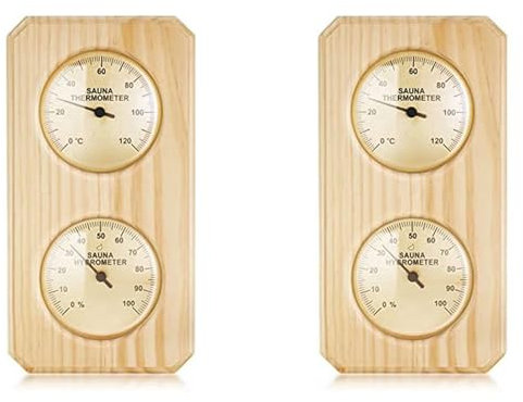 Wzxksoac 2X Wooden Sauna Thermometer and Hygrometer 2 in 1 Humidity Temperature Measurement for Home Family Hotel Sauna Room