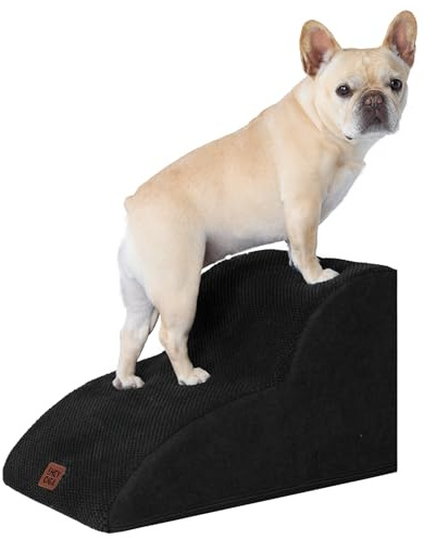 EHEYCIGA Escalier pour Chiens et Chats, Rampe pour Chien 2 Marches, Mousse Haute Densité, Surface Antidérapante, Housse Amovible et Lavable, pour Canapé et Lit, Noir