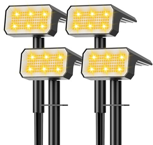 Solar Garden Lights, 118 LED Solar Landscape Spotlights Spot Lights Outdoor, 4 Modes 3000k Warm White IP67 Waterproof Solar Powered Garden Lights Dusk to Dawn for Pathway Yard Wall Porch【4 Pack】