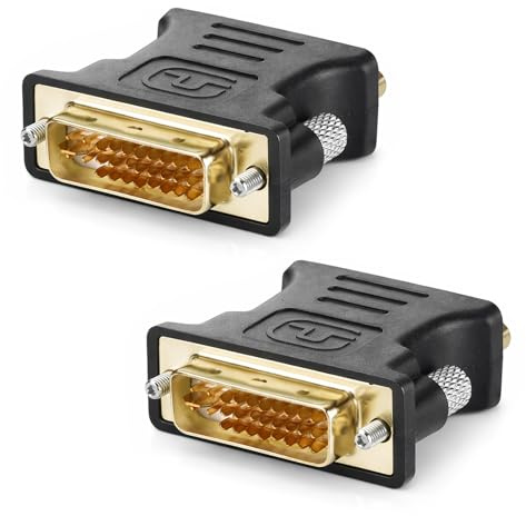 Zelphvt 2 Pcs DVI to VGA Adapter, DVI Male to VGA Female High Speed DVI-I24+5 Port Converter 24+1 Pin VGAto DVICable for DVD HDTV Plasma and Projector