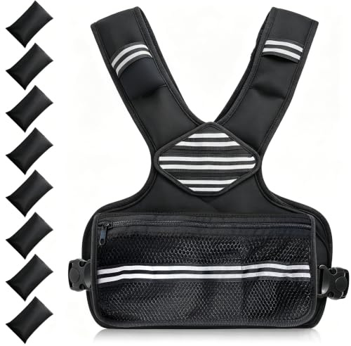 JX Fitness viktad väst för styrketräning, justerbar 2,7–9 kg viktväst för män och kvinnor, bekväm ficka, järnsand viktade västar, perfekt för gym, yogaträning och aerobiska övningar