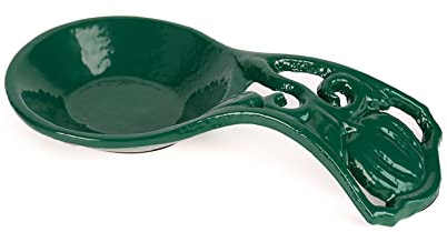 MINLUFUL Spoon Rest, Unbreakable Cast Iron Spoon Rest Holder for Stove Top/Kitchen Counter, Heat-Resistant Utensil Rest for Spoons/Ladles/Tongs, Housewarming Vintage Decor Pumpkin Green