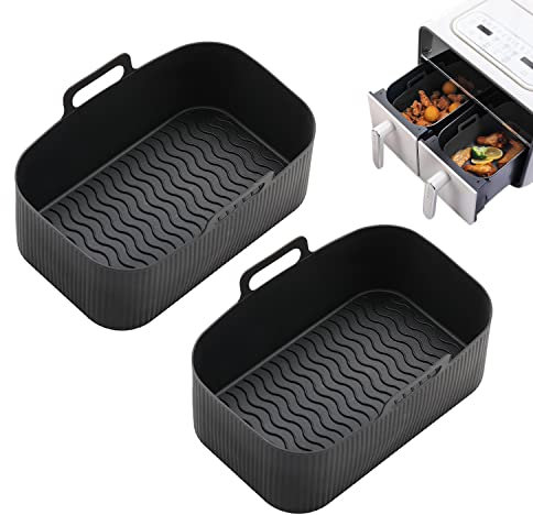 2 unidades freidoras de aire, revestimiento de silicona de gel de sílice, sartén reutilizable para horno, microondas, hogar, cocina, accesorios al aire libre