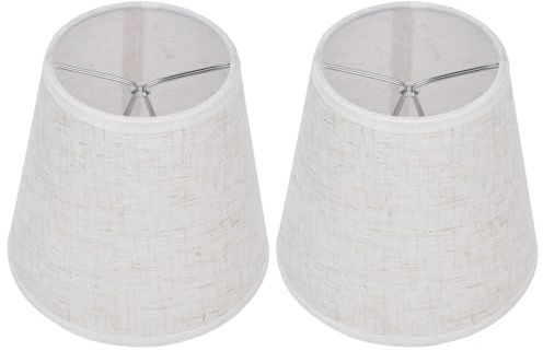 Pantalla de lámpara pequeña, pantalla de tela de barril de casa de campo de 2 uds, pantallas de luz natural para lámparas, pantalla de lámpara de araña con Clip para mesa de pared(01)