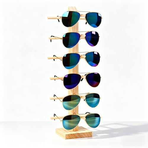HERCHR Organizador Gafas De Sol, Soporte De Exhibición De Los Vidrios Expositor De Gafas De Sol Expositor De Gafas De Sol De Madera Organizador