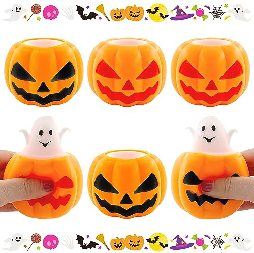 Lets Joy Palle antistress di Halloween, 6 Pezzi Palle Antistress, Giocattolo Palla Antistress, Giocattolo Sensoriale, Antistress Giocattolo, Zucca Fantasma Giocattoli Halloween per Bambini (C)