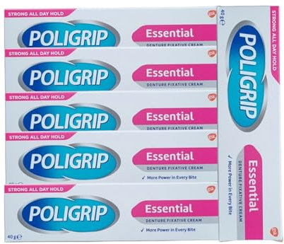 Poligrip Crema fijadora esencial para dentaduras postizas, 40 g (paquete de 6)