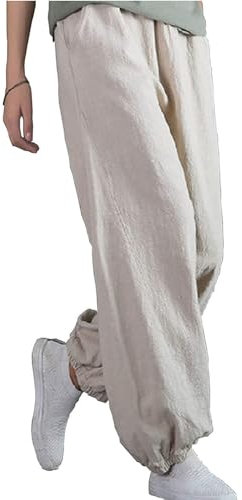 GImLy Tai Chi Hose Für Herren Einfarbig Lose Lässige Hose Mit Elastische Taille Unisex Bequem Atmungsaktiv Kung Fu Kampfsport Trainingshose Yoga Bloomer Jogginghose,005,3XL