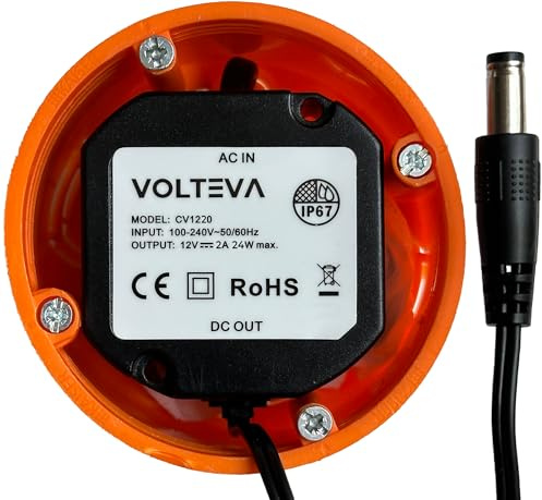 Netzteil 12V DC 2A Unterputz | wetterfest IP67 | optimal für LEDs, IP-Kameras, Router uvm mit DC-Anschlußstecker | AC Adapter Ladegerät Wechselrichter Transformator (12V 2A)