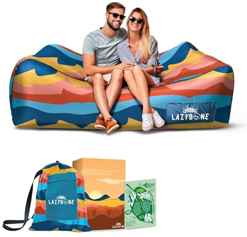 Chillbo Lazybone Inflatable Couch - Ultimate Inflatable Lounger for Maximum Chill - The Perfect Blow Up Couch for Music Festivals Or Inflatable Lounger for Camping - Desert Daydream