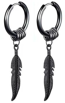 Federohrringe Ohrringe Hängend mit Feder Ohrhänger Schwarz Ohrschmuck Ohrringe für Damen und Herren