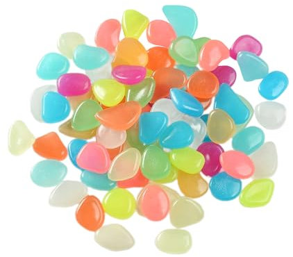 Lot de 200 pierres colorées pour aquarium - Pierres lumineuses dans le noir - Gravier de jardin - Pierres décoratives pour l'extérieur