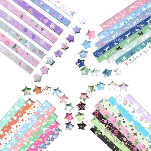 2160Pcs Origami Stars Paper, Colorful Star Folding Paper Pastel Oragami Papers Strips for Lucky Stars Solid Color Star Decoration, Star Papers Strips for Kids Adults DIY Crafts Crafts Decoration