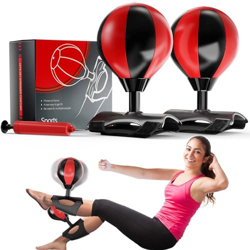 LUCYLANKER Sit Up Boxen ReflexBall, Punchingball Bein Erwachsene, Boxbirne Bein, Bauchmuskel Trainingsgerät mit Pumpe, Armtrainingsgerät für Ihr Zuhause, Tolles Geschenk für Fitnessliebhaber (2 Stück)